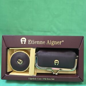 Etienne Aigner Pillbox And Lipstick Holder NIB